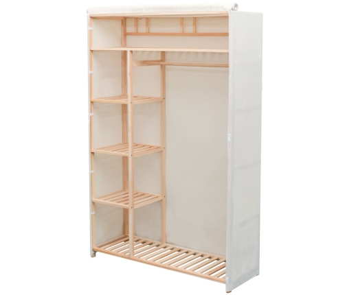 Armario de tela y madera de pino 110x40x170 cm