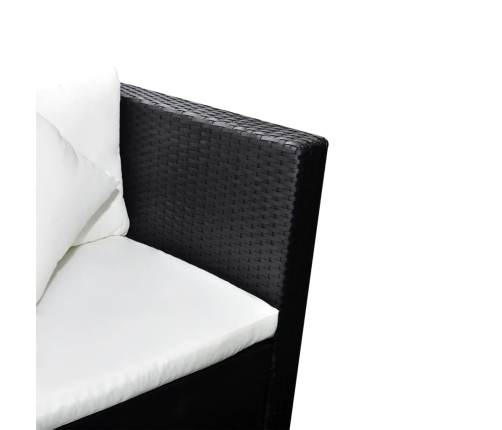 Set de muebles de jardín 4 pzas y cojines ratán sintético negro
