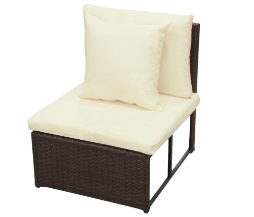 Set sofás de jardín 8 piezas y cojines ratán sintético marrón