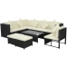 Set de sofás de jardín 8 piezas y cojines ratán sintético negro