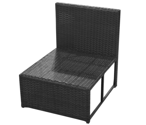 Set de sofás de jardín 8 piezas y cojines ratán sintético negro