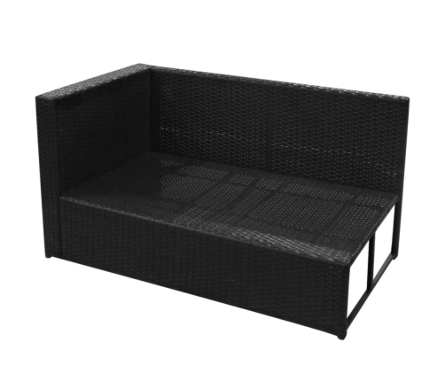 Set de sofás de jardín 8 piezas y cojines ratán sintético negro