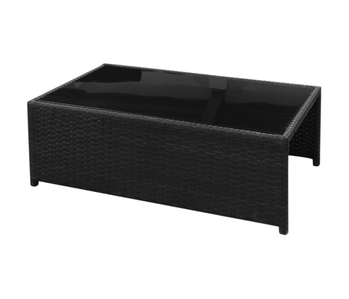 Set de sofás de jardín 8 piezas y cojines ratán sintético negro