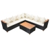 Set muebles de jardín 5 piezas y cojines ratán sintético negro