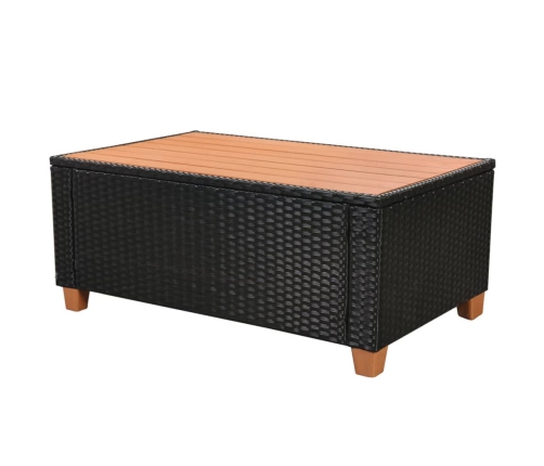 Set muebles de jardín 5 piezas y cojines ratán sintético negro