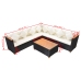 Set muebles de jardín 5 piezas y cojines ratán sintético negro