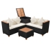 Set de muebles de jardín 4 pzas y cojines ratán sintético negro