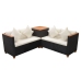 Set de muebles de jardín 4 pzas y cojines ratán sintético negro