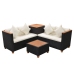 Set de muebles de jardín 4 pzas y cojines ratán sintético negro