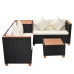 Set de muebles de jardín 4 pzas y cojines ratán sintético negro