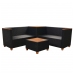 Set de muebles de jardín 4 pzas y cojines ratán sintético negro