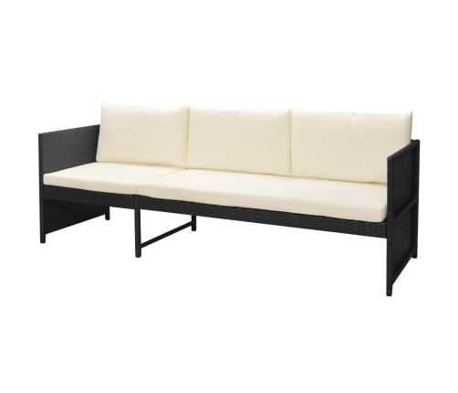 Set muebles de jardín 6 piezas y cojines ratán sintético negro