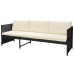 Set muebles de jardín 6 piezas y cojines ratán sintético negro
