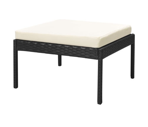 Set muebles de jardín 6 piezas y cojines ratán sintético negro
