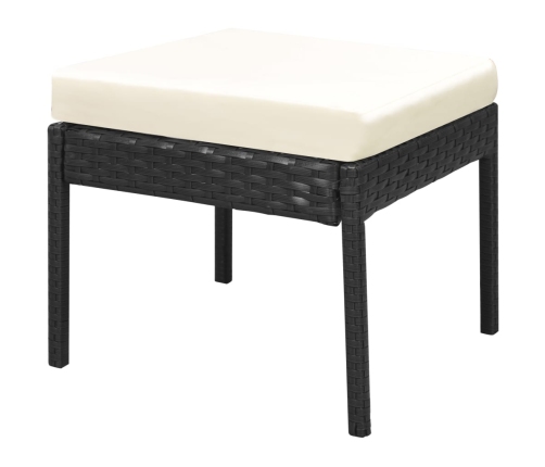 Set muebles de jardín 6 piezas y cojines ratán sintético negro
