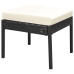 Set muebles de jardín 6 piezas y cojines ratán sintético negro