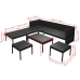 Set muebles de jardín 6 piezas y cojines ratán sintético negro