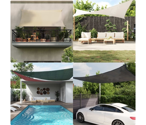 Toldo de vela cuadrado HDPE 2x2 m gris antracita