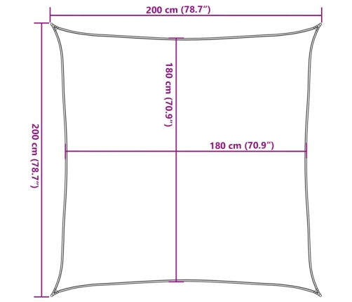 Toldo de vela cuadrado HDPE 2x2 m crema