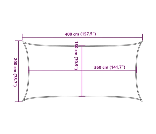 Toldo de vela rectangular HDPE 2x4 m blanco