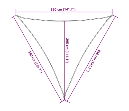 Toldo de vela triangular HDPE 3,6x3,6x3,6 m blanco