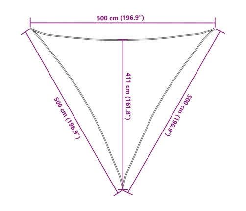 Toldo de vela triangular HDPE 5x5x5 m blanco