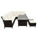 Set muebles de jardín 4 piezas y cojines ratán sintético marrón