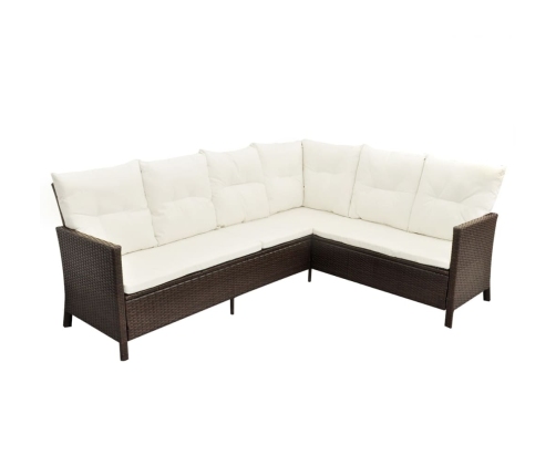 Set muebles de jardín 4 piezas y cojines ratán sintético marrón