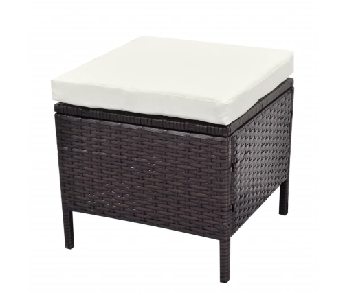 Set muebles de jardín 4 piezas y cojines ratán sintético marrón