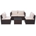 Set muebles de jardín 5 piezas y cojines ratán sintético marrón