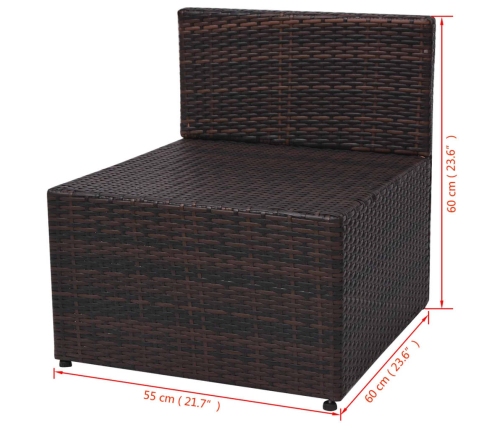 Set muebles de jardín 5 piezas y cojines ratán sintético marrón