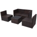 Set muebles de jardín 5 piezas y cojines ratán sintético marrón
