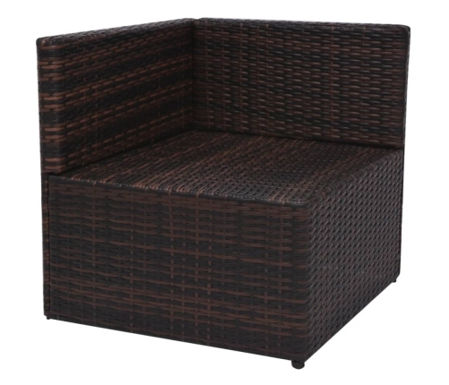 Set muebles de jardín 5 piezas y cojines ratán sintético marrón
