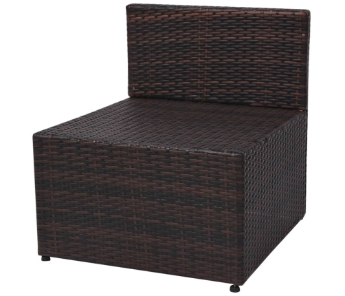 Set muebles de jardín 5 piezas y cojines ratán sintético marrón