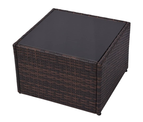 Set muebles de jardín 5 piezas y cojines ratán sintético marrón