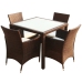 Set comedor de jardín 5 piezas y cojines ratán sintético marrón