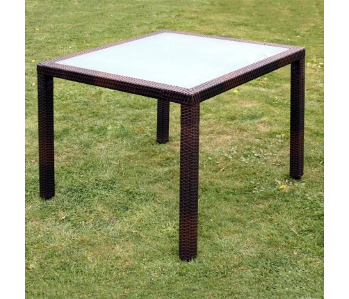 Set comedor de jardín 5 piezas y cojines ratán sintético marrón