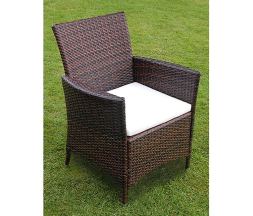Set comedor de jardín 5 piezas y cojines ratán sintético marrón