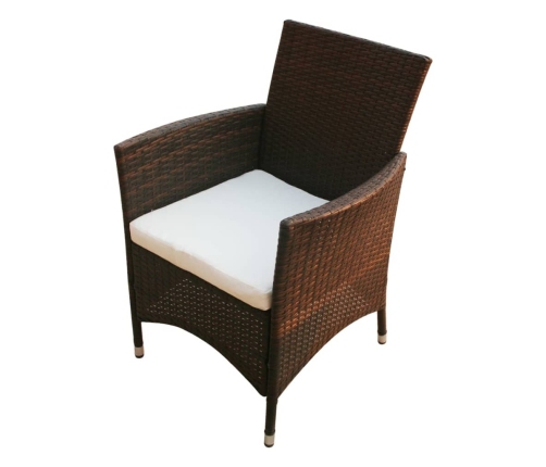 Set comedor de jardín 5 piezas y cojines ratán sintético marrón