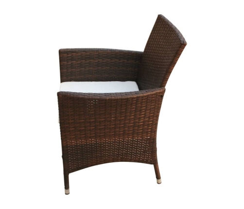 Set comedor de jardín 5 piezas y cojines ratán sintético marrón