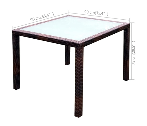 Set comedor de jardín 5 piezas y cojines ratán sintético marrón