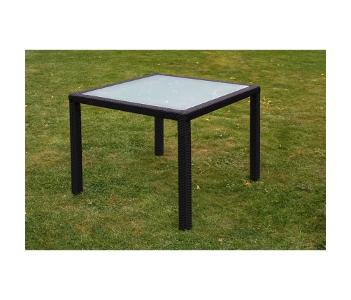 Set comedor de jardín 5 piezas y cojines ratán sintético negro