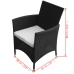 Set comedor de jardín 5 piezas y cojines ratán sintético negro