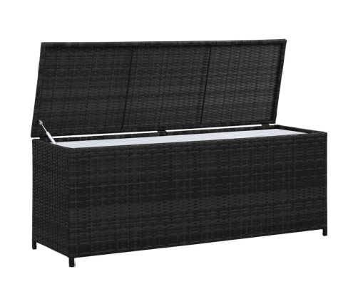 vidaXL Caja de almacenaje de jardín ratán sintético negro 150x50x60 cm