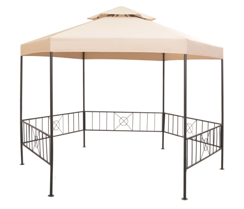 Pérgola/Cenador de jardín hexagonal beige 323x265 cm