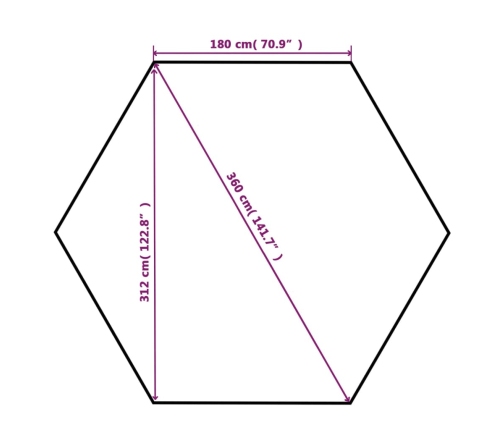 Carpa de jardín con cortinas hexagonal 360x265 cm