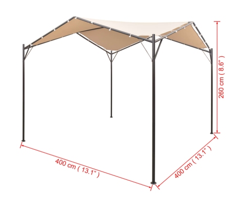 Cenador 4x4 m de acero beige