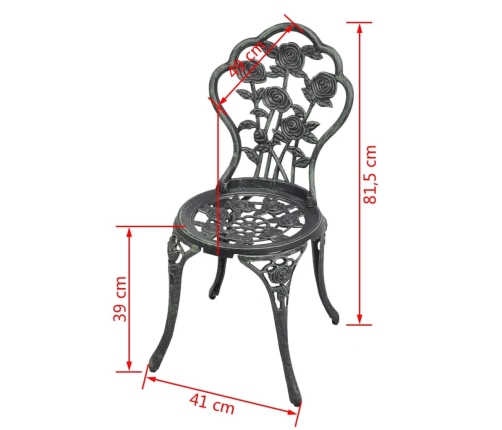 vidaXL Sillas de jardín bistró 2 unidades aluminio fundido verde