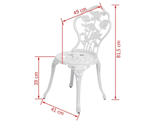 vidaXL Sillas de jardín bistró 2 unidades aluminio fundido blanco