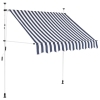 Toldo manual retráctil 200 cm azul y blanco a rayas